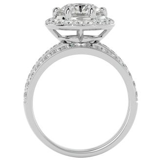 3 Carat Halo Lab Grown Diamond Bridal Set In Sterling Silver