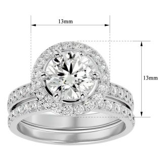 3 Carat Halo Lab Grown Diamond Bridal Set In Sterling Silver
