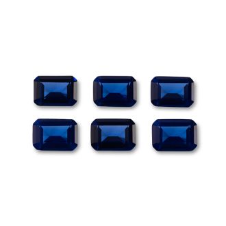 7x5mm Octagon Shape Created Sapphire Gemstones, Each Weighing 3/4 Carat - 4 1/2 Carats Total