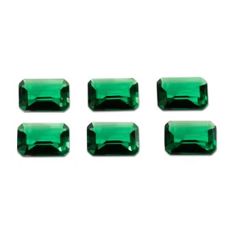 7x5mm Octagon Shape Created Emerald Gemstones, Each Weighing 3/4 Carat - 4 1/2 Carats Total