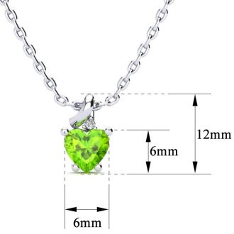 1/2ct Peridot and Diamond Heart Necklace in 10k White Gold