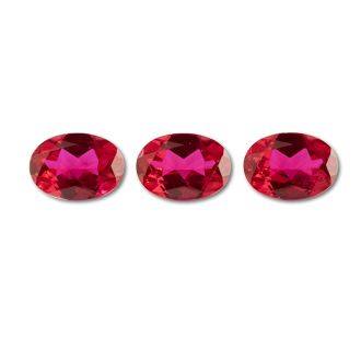 14x10mm Oval Shape Created Ruby Gemstones, Each Weighing 7 1/2 Carats - 22 1/2 Carats Total