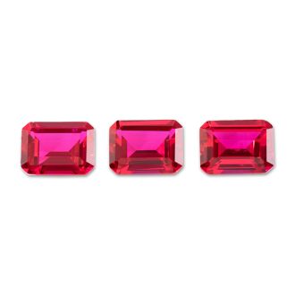 16x12mm Octagon Shape Created Ruby Gemstones, Each Weighing 15 Carats - 45 Carats Total