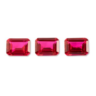 14x10mm Octagon Shape Created Ruby Gemstones, Each Weighing 10 Carats - 30 Carats Total