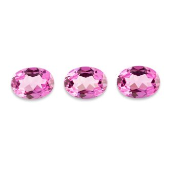 16x12mm Oval Shape Created Pink Sapphire Gemstones, Each Weighing 12 1/2 Carats - 37 1/2 Carats Total