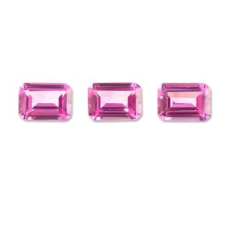 16x12mm Octagon Shape Created Pink Sapphire Gemstones, Each Weighing 15 Carats - 45 Carats Total