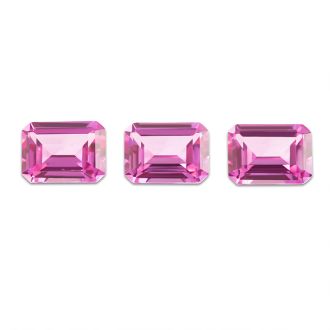 14x10mm Octagon Shape Created Pink Sapphire Gemstones, Each Weighing 10 Carats - 30 Carats Total