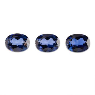 16x12mm Oval Shape Created Blue Sapphire Gemstones, Each Weighing 12 1/2 Carats - 37 1/2 Carats Total