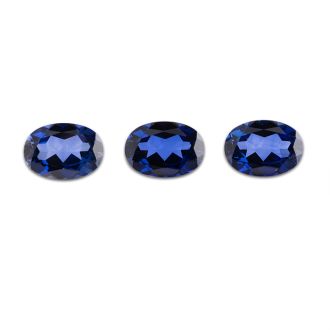 14x10mm Oval Shape Created Blue Sapphire Gemstones, Each Weighing 7 1/2 Carats - 22 1/2 Carats Total