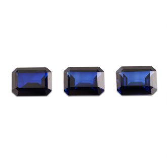 16x12mm Octagon Shape Created Blue Sapphire Gemstones, Each Weighing 15 Carats - 45 Carats Total