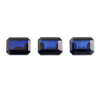 14x10mm Octagon Shape Created Blue Sapphire Gemstones, Each Weighing 10 Carats - 30 Carats Total