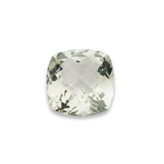 14mm Cushion Shape Created Prasiolite Quartz Gemstone, 8 1/2 Carats