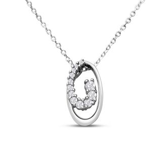 Estate Jewelry 1/4 Carat Fancy Oval Journey Necklace With Cubic Zirconia In Sterling Silver