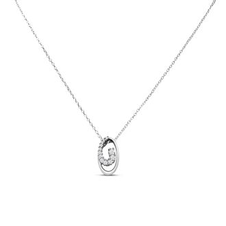 Estate Jewelry 1/4 Carat Fancy Oval Journey Necklace With Cubic Zirconia In Sterling Silver
