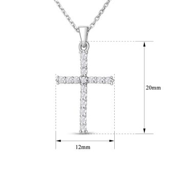 1/4 Carat Diamond Cross Necklace In Sterling Silver With Free Chain, 18 Inches
