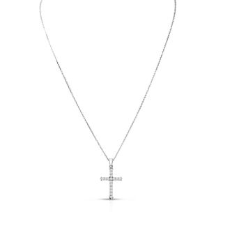 1/2 Carat Diamond Cross Necklace In Sterling Silver With Free Chain, 18 Inches