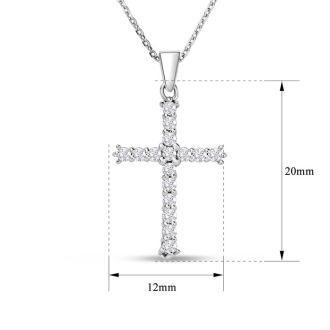 1/2 Carat Diamond Cross Necklace In Sterling Silver With Free Chain, 18 Inches