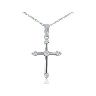 0.05 Carat Diamond Cross Necklace In Sterling Silver With Free Chain, 18 Inches
