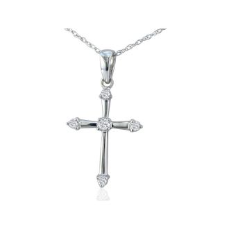 0.05 Carat Diamond Cross Necklace In Sterling Silver With Free Chain, 18 Inches
