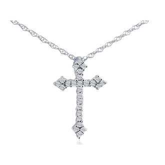 1/6 Carat Diamond Cross Necklace In Sterling Silver With Free Chain, 18 Inches
