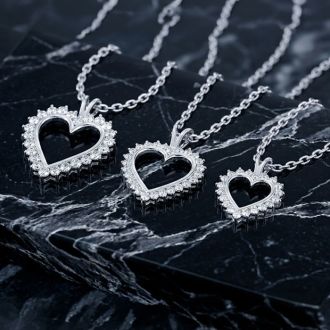 1 Carat Diamond Heart Necklace In Sterling Silver With Free Chain, 18 Inches