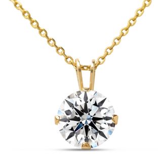 Moissanite Necklace 2 Carat Moissanite Solitaire Necklace In Yellow Gold