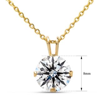 Moissanite Necklace 2 Carat Moissanite Solitaire Necklace In Yellow Gold