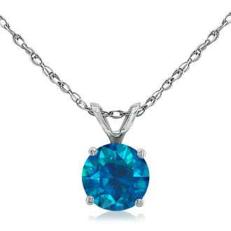 1/2ct Round Brilliant Cut Blue Diamond Pendant in White Gold