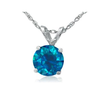 1/2ct Round Brilliant Cut Blue Diamond Pendant in White Gold