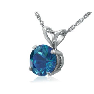 1/2ct Round Brilliant Cut Blue Diamond Pendant in White Gold