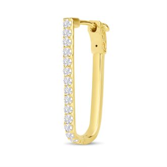 Estate Jewelry 1 Carat Lab Grown Diamond Hoop Earrings In 14 Karat Yellow Gold, 1 Inch