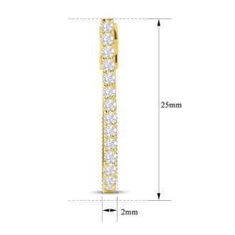Estate Jewelry 1 Carat Lab Grown Diamond Hoop Earrings In 14 Karat Yellow Gold, 1 Inch
