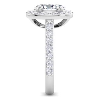 3 Carat Oval Shape Lab Grown Diamond Halo Engagement Ring In 14K White Gold