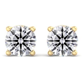 14 Carat Lab Grown Diamond Earrings In 14 Karat Yellow Gold, Basket Setting