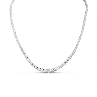 12 Carat Graduated Diamond Tennis Necklace In 14 Karat White Gold