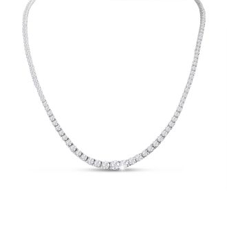 12 Carat Graduated Diamond Tennis Necklace In 14 Karat White Gold