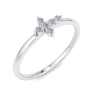 D Flawless Diamonds™ 0.06 Carat Diamond Sideways Cross Ring In Sterling Silver