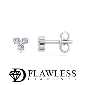 D Flawless Diamonds™ 0.08 Carat Three Stone Diamond Triangle Stud Earrings In Sterling Silver