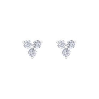 D Flawless Diamonds™ 0.08 Carat Three Stone Diamond Triangle Stud Earrings In Sterling Silver