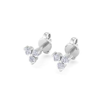 D Flawless Diamonds™ 0.08 Carat Three Stone Diamond Triangle Stud Earrings In Sterling Silver