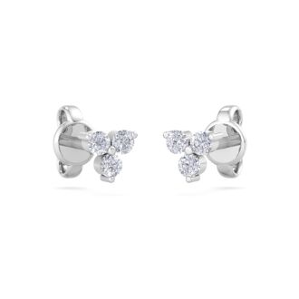 D Flawless Diamonds™ 0.08 Carat Three Stone Diamond Triangle Stud Earrings In Sterling Silver