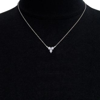 D Flawless Diamonds™ 0.06 Carat Three Stone Triangle Necklace In Sterling Silver, 18 Inches