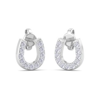 D Flawless Diamonds™ 1/10 Carat Diamond Horseshoe Stud Earrings In Sterling Silver