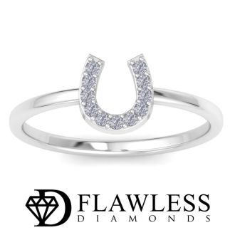 D Flawless Diamonds™ 1/10 Carat Diamond Horseshoe Ring In Sterling Silver