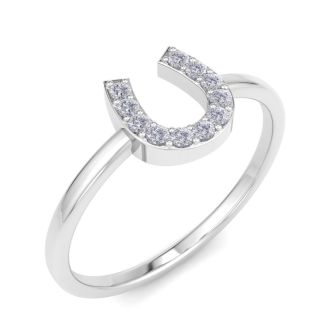 D Flawless Diamonds™ 1/10 Carat Diamond Horseshoe Ring In Sterling Silver