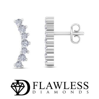 D Flawless Diamonds™ 0.14 Carat Diamond Journey Stud Earrings In Sterling Silver