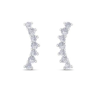 D Flawless Diamonds™ 0.14 Carat Diamond Journey Stud Earrings In Sterling Silver