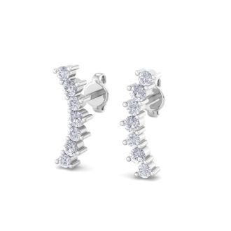 D Flawless Diamonds™ 0.14 Carat Diamond Journey Stud Earrings In Sterling Silver
