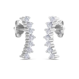 D Flawless Diamonds™ 0.14 Carat Diamond Journey Stud Earrings In Sterling Silver