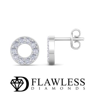 D Flawless Diamonds™ 1/5 Carat Diamond Circle Stud Earrings In Sterling Silver